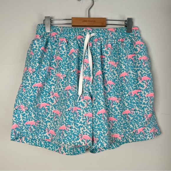 Chubbies Swim Trunks Shorts The Domingos Are For Flamingos AOP Medium Blue Pink - Picture 1 of 7